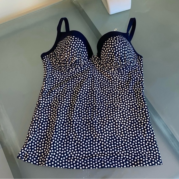 BODEN Navy and White Tankini Top Size 34C - Picture 2 of 8